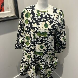 Floral Black and White Women's Top